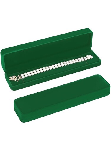 LETURE 2 Pieces Long Velvet Chain Necklace Gift Box Set, Bracelet Storage Case, Jewellry Display Box for Wedding, Engagement,Proposal, Birthday and Anniversary (Green-2PCS)