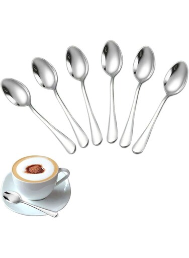 6-Piece Stainless Steel Tea Spoons Mini Spoons Coffee Spoons for Tea Coffee Breakfast and Dessert