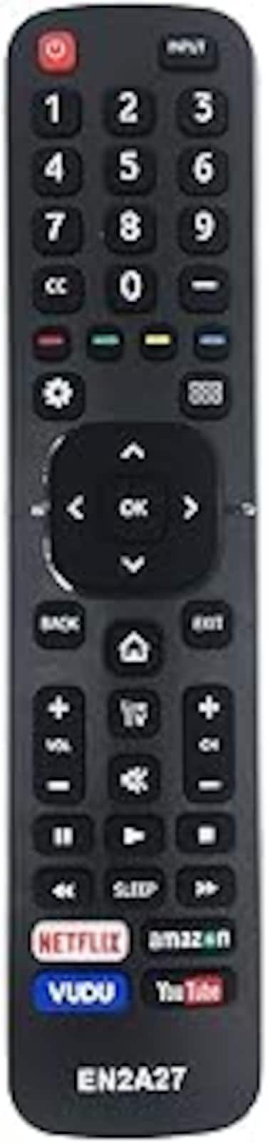 New Replacement Remote Control EN2A27 for LCD LED HD Smart TV, No Setup Needed TV Remote, with Netflix, Vudu, Amazon and YouTube Buttons