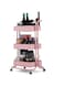 3 Tier Metal Rolling Utility Cart Organizer, Multipurpose Organizer Trolley with Casters for Kitchen, Bedroom, Bathroom, Office, Laundry Room and Garage (Pink)