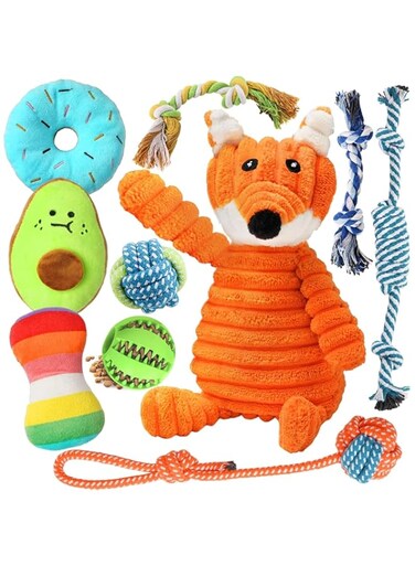 LOVE LOVE BELOVED 10 Pack Puppy Toys for Teething Small Dogs, Squeaky Plush Dog Rope Toys Set, Puppy Chew Toys with Cute Squeaky Dog Toys, Ball and Rope Dog Chew Toys, Gifts for Small and Medium Dogs