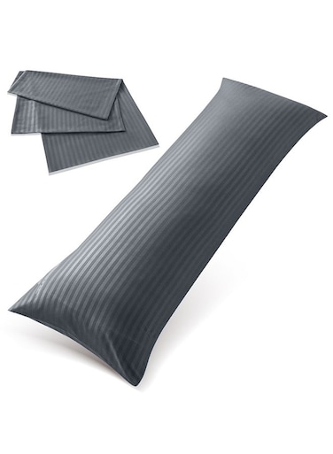 Linen Klub Long Body 1Pc Stripe Pillowcase - 100% Microfiber with envelope closure, Soft and Durable Quality, Size : 45 x 125cm , Dark Grey