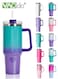 1100ML Stainless Steel Tumbler with Handle Straw Lid, Reusable Insulated Water Bottle, Ice and Heat Maintenance Gift for Birthday Festival Women Girl