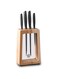 B&amp;S knife block with 4pcs knife set block material:rubber wood+acrylic Knife material: 3cr14,hollow handle,all black painting