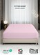 Fitted Bedsheet 200x200+30cm Breathable Plush Pink Fabric with Deep Pockets Machine Washable for Optimal Protection