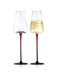 Champagne Glasses Set of 2 - Modern Red Stem &amp; Black Bottom for Sparkling Wine, Ros, Prosecco, Champagne Handcrafted Barware, Perfect for gift