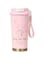 Bisbell Insulated Travel Mug, Pink Floral Design, 304 Stainless Steel, Vacuum Sealed with Straw and Carry Strap,BB3540