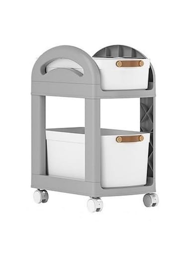 Storage cabinet 2 Layer,Thickened Enlarged Organizer with Wheels,Layer Storage Rack,Multi Layer Crevice Storage Basket Shelves for Kitchen,Bathroom,Living Room (Grey-2 Layer)
