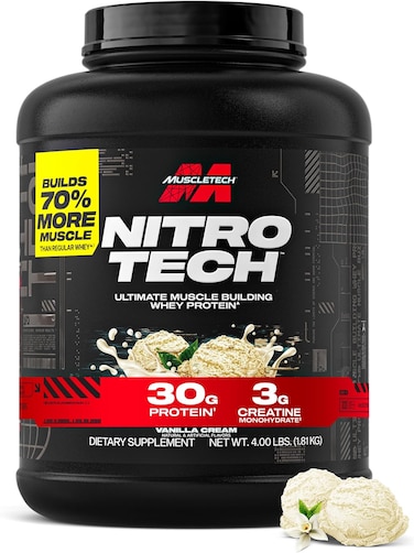 Muscletech Nitro Tech Whey Protein, Vanilla Cream, 4 LB