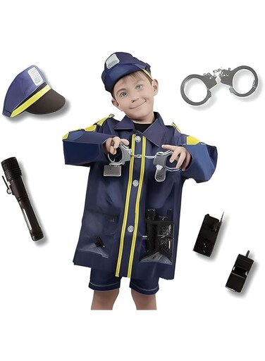 FITTO 742383954340 Costume For Kids Dubai Police Officer Set, Blue Uniform, One Size