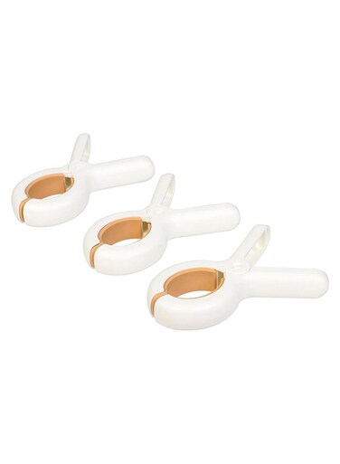 Pro 3 Pieces Home Pro Peg Cloth Silicone Jaws Non Marking Strong Grip Clamps Anti-Slip Colourful Clothing Line Clips Cloth Clips For Socks Towel Underwear Blankets White 9.5x4.5 cm