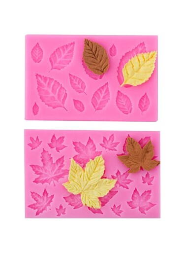 XUELIYUN 2Pcs Leaf Mold Silicone Leaf Mould Leaf Mould Fondant Mould Leaf Moulds Leaves Modeling Silicone Moulds Various Themes for Fondant Cake Decoration or Lollipop Chocolate Decoration