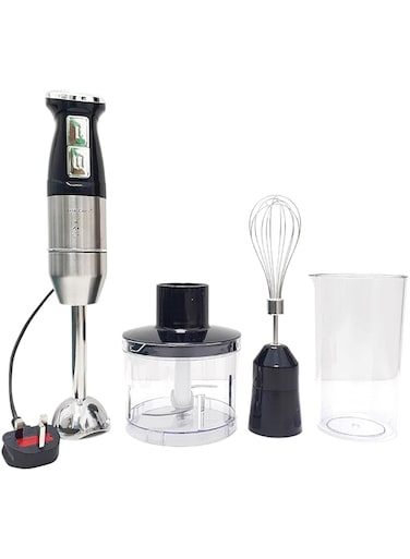 Silver Crest Hand Blender, 4-in-1 Multifunctional 2 Speed Stainless Steel Handheld Stick Blender with 500ml Mixing Beaker, Milk Frother, Egg Whisk for Smoothies/Puree Baby Food/Sauces/Soups