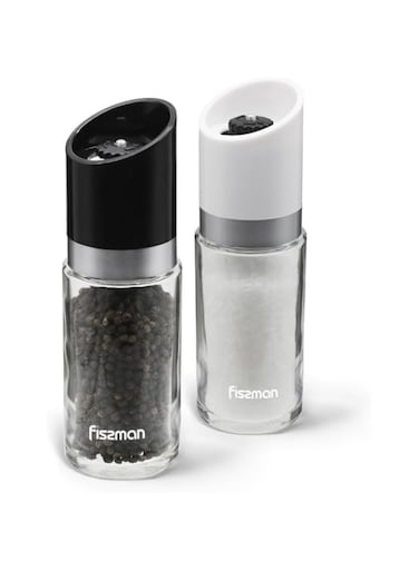 Fissman Salt And Pepper Mill 170ml, Manual Shaker with Adjustable Degree, Grinding with Plastic Lid and Body Glass, Spice Dispenser Refillable, Perfect for Black Pepper, Sea Salts