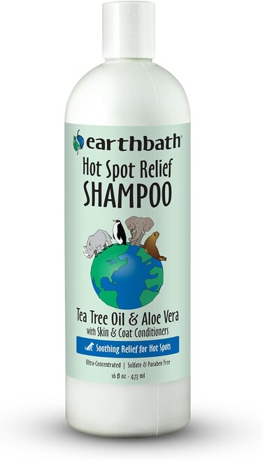 Earthbath Natural Hot Spot Tea Tree Oil And Aloe Vera Shampoo With Green Tea Scent, 16Oz