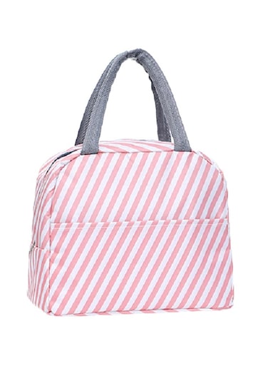 Insulated Lunch Box Bag Pink/White 24x14x18cm
