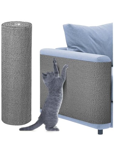 URbazaar Cat Scratcher Mat 78.7"x15.8"，Cat Carpet with Self-Adhesive Trimmable Replacement for Cat, Tree Shelf Shelves Scratching Bed, Sofas, Walls, Anti-scratch Protectors (Grey)