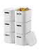 TERRIFI 6 Pack White Storage Bins with Lids, Stackable Organizing Containers with Handles, Perfect for Shelves and Cube Storage, Ideal for Crafts, Snacks, and More, 9.85x6.9x5.7 Inch