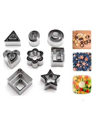 TIME 24 Pcs Cookie Stainless Steel Mold Set Food Fruits Biscuits Cutters for Icing Pastry Sugar Craft Cake Decoration with Box