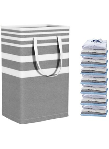 75L Collapsible Laundry Basket with Waterproof Design &amp; Easy Carry Handles - Perfect for Bedroom &amp; Bathroom Storage, Grey