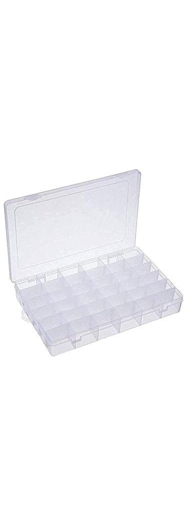 Plastic Adjustable Removable Grid Big Slot Box (White, 36grids)