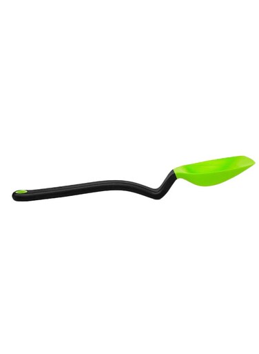 Supoon Non-Stick Sit-Up Silicone Scraping, Serving, Cooking Spoon, Measures 5ml Tsp &amp; 15ml Tbsp, 11 Inch, Durable, Easy to Clean, Perfect for Stirring and Serving, Green Green/Black 27.9x3.4x2.5cm