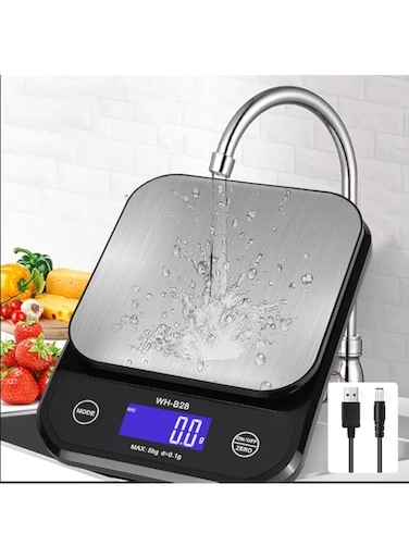 IP67 Waterproof Food Scale, 0.01oz/0.1g High Precision, 11lb/5kg Electronic Cooking Scales, Washable, Stainless Steel Weighing Platform,USB Rechargeable Digital Kitchen Scale for Cooking, Baking, etc.