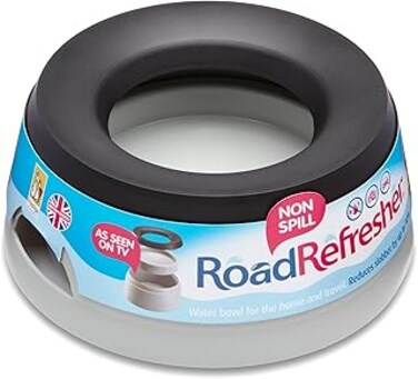 Road Refresher Prestige Pets Road Refresher, The No-Spill Slobber Stopper Water Bowl for Dogs, Slow Feeder Dispenser Home and Travel, No More Messy Splashes, Spills or Drips Ideal All Breeds