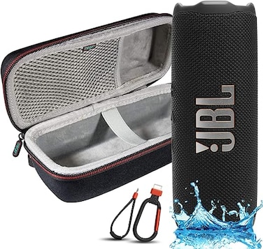 JBL Flip 7 Portable Bluetooth Speaker, IP68 Waterproof, Dustproof, Drop-Proof, PushLock System, AI Sound Boost, 16H Battery, Megen Hardshel Protection Case (Black)