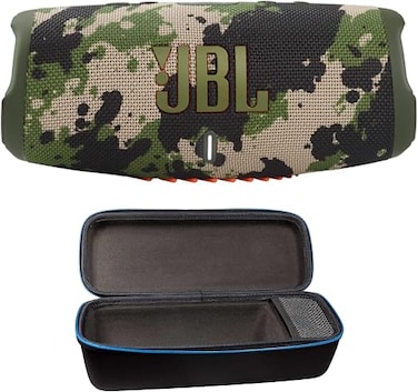 JBL Charge 5 Portable Waterproof Wireless Bluetooth Speaker Bundle with Xtriz! Protective Hardshell Case - Squad