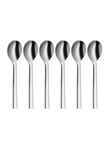 6-Pieces Nuova Espresso Spoon Set Silver 11cm
