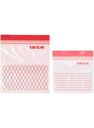 ISTAD - IKEA 3 x Plastic Bag, Red, Pack of 60, Comprises: 30 bags (0.4 l) and 30 bags (1 l), Can be used over and over again since it can be re-sealed.