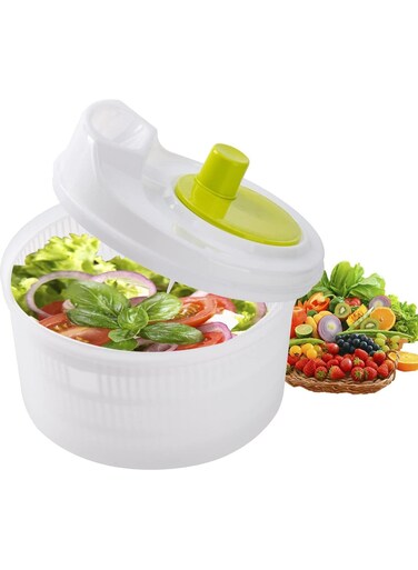 Gallery Salad Spinner Large, Manual Lettuce Spinner for Vegetable Prepping, One-Handed Pump Fruit Spinner, Quick Drying Salad Leaves with Bowl and Colander