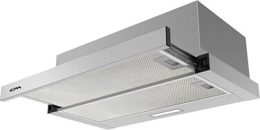 CM H604-9PS Built-in Undercabinet Range Hood, 2-Speed 400 m&sup3;/h Airflow, Dual Motor, 2x 3-Layer Aluminum Grease Filters, 65 dBA, Single Outlet, 134W Power, Quiet Ventilation, Slim Kitchen Hood
