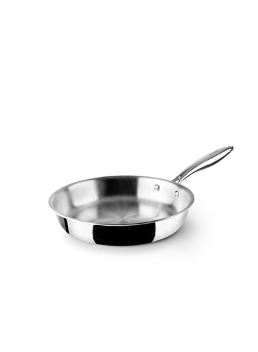 Triply Natural Frying Pan, Non Stick Eco Friendly Cookware, Stainless Steel Aluminium Core, PFOA PTFE Free, Induction Compatible, Oven Safe, Healthy Cooking Pan, Easy Clean, Kitchen Essentials