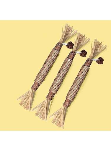 3pcs Natural Cat Chew Sticks, Catnip Chew Toys For Aggressive Chewers, Silvervine Chew Stick Toy, Teeth Cleaning, Relax And Calm Cat Anxiety, Molar And Chew Toy