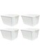 FCG Home - 4 Pack - White Basket Tray Kitchen Pantry Cupboard Storage Organizer Box Bin (Medium)