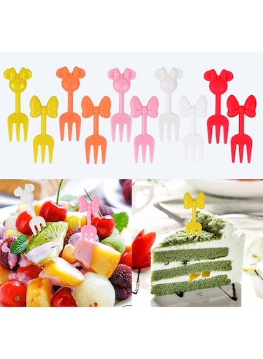 Pcs Mouse Head Food Picks, Mini Bow Fruit Forks,Cartoon Toddler Toothpicks Box Decor Lunch Accessories Cake Supplies for Party School