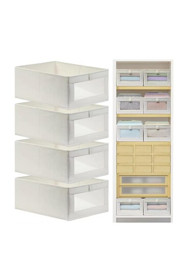 Wardrobe Clothes Organizer, 4 Pack Drawer Organizers and Storage, Foldable Closet Organizer Bins Storage Containers for Organizing Clothing Jeans Toys Book Shelves Closet Wardrobe (4PC)