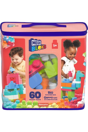 Mega Bloks First Builders Big Building Bag 60-Pcs Pink DCH54