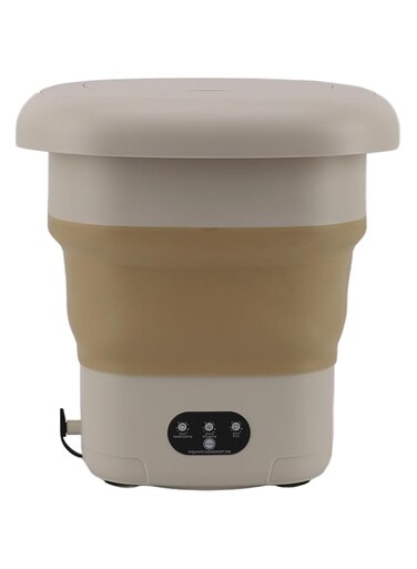 Luqeeg Portable Washing Machine, Mini Washer with 9L High Capacity, Stable, Low Noise, Deep Decontamination, Foldable Washing Machine for Underwear, Baby Clothes, Small Items (Khaki)