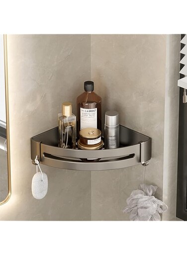 Serize Bathroom Storage Organizer, No Drilling Wall Mounted Shower Storage Rack Organizer, Anti-Rust Bathroom Storage Basket with Hooks, Suitable for Bathroom, Kitchen and Toilet (Style 1)