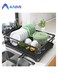 Dish Drying Rack, Extendable Dish Rack for Kitchen Counter, Stainless Steel Dish Strainer with Utensil Holder, Black