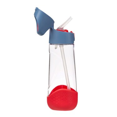 Big Kids Tritan&acirc;&bdquo;&cent; Drink Bottle with Straw   Leakproof Push Button Lid   Ergonomic Triangle Grip   BPA-Free Reusable Water Bottle for School Kids   600ml-Blue Blaze