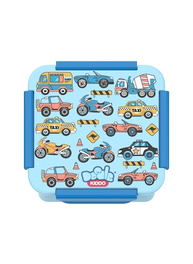 Cars &amp; Trucks Bento Lunch &amp; Snack Box for Boys - BPA Free, Leak Proof, Microwave &amp; Dishwasher Safe, 14.5x14.5x6 cm