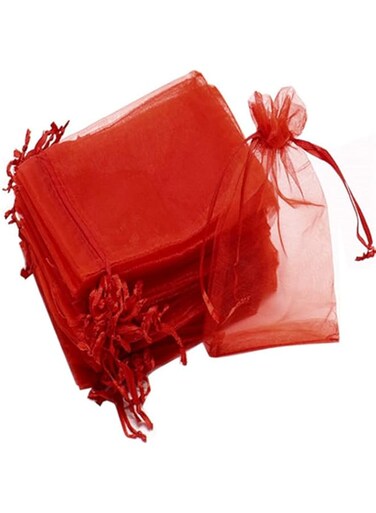 DELFINO Gift Bag 100Pcs 2.8"x3.6" (7 x 9cm) Sheer Organza Bags Wedding Favor Bags With Drawstring Premium Jewelry Pouches Party Festival Gift Bags Candy Bags