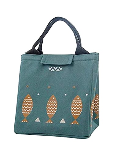 Fish Printed Insulated Lunch Bag Grey One Sizecm