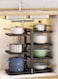 Tycom Pots and Pans Organizer for Cabinet,Kitchen Organizer and Storage Rack,Space Saving Stand with Adjustable Dividers,7 Layer Double Sided With Panel Black.