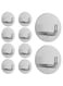Self Adhesive Wall Hooks (Pack of 10) - 304 Stainless Steel, Waterproof &amp; Anti-Rust, Heavy Duty, Transparent &amp; Strong Suction, Ideal for Bathroom, Kitchen, Bedroom, Hanging Coats, Towels (Silver)