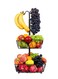 2-Tier Fruit Basket Stand with Banana Hanger &acirc;&euro;&ldquo; Iron Storage Rack for Countertop Display